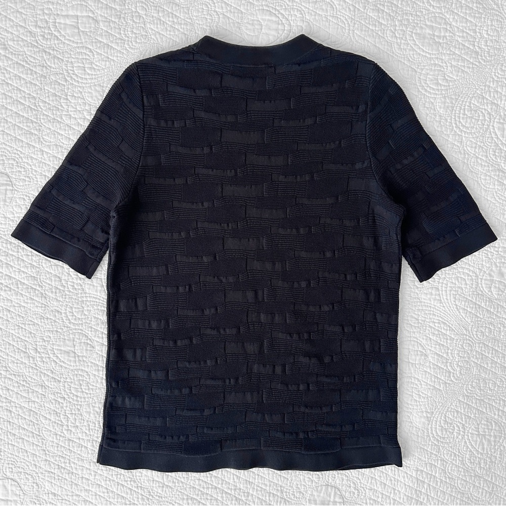 COS Black Irregular-Stitch Textured Knit Top Tee Cotton Women’s Small - Picture 4 of 13